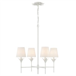 Liora Updated Traditional White Silk Shade Matte White Chandelier