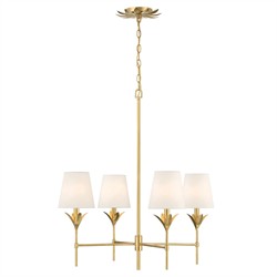 Liora Updated Traditional White Silk Shade Antique Gold Chandelier