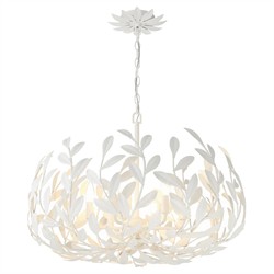 Liora Updated Traditional Matte White Leaf Steel 6 Light Chandelier