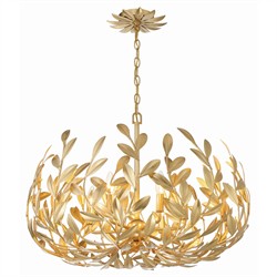Liora Updated Traditional Antique Gold Leaf Steel 6 Light Chandelier