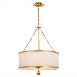 Liora Updated Traditional White Silk Drum Shade Antique Gold 6 Light Chandelier