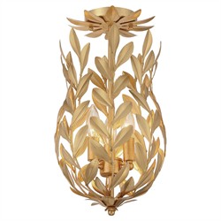 Liora Updated Traditional Antique Gold Leaf Steel 3 Light Semi Flush Mount