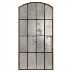 Mira French Country Bronze Antique Arched Floor Mirror