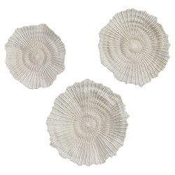 Kaelin Coastal Beach White Coral Textured Wall Decor - Set of 3