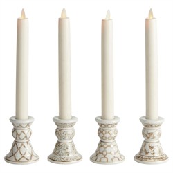 Nolan French Country Taupe Ceramic Chinoiserie Candle Holder - Set of 4