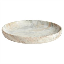 Elysia Updated Traditional Matte Brown Marble Round Decorative Tray