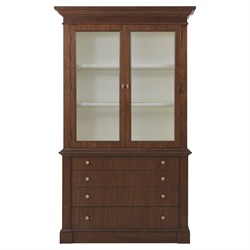 Alaine Updated Traditional Brown Walnut Wood Display Cabinet