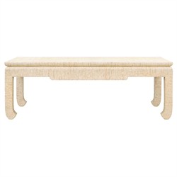 Bethany Coastal Beach Natural Twill Grasscloth Rectangular Coffee Table - 50"