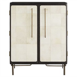 Edison Modern Classic Cream Vellum Black Oak Bar Cabinet