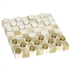Bennett Updated Traditional Natural Bone White Checker Game Set
