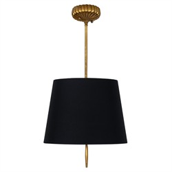 Clove Updated Traditional Black Linen Shade Pendant - Small