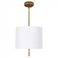 Clove Updated Traditional White Linen Drum Shade Pendant - Small