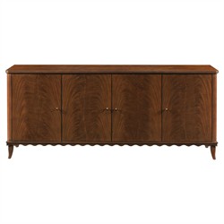 Lela Modern Classic Montserrat Brown Wood Scalloped Media Cabinet - 74"