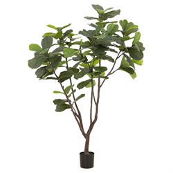 Elara Updated Traditional Green Faux Fiddle Leaf Potted Tree - 7'