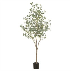 Huxley Updated Traditional Green Faux Eucalyptus Potted Tree - 7'