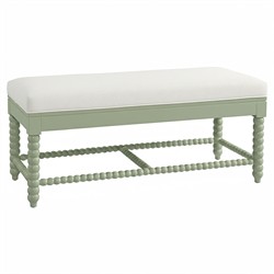 Lynda Updated Traditional White Performance Green Wood Bench