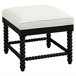 Lynda Updated Traditional White Performance Black Wood Ottoman