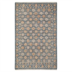 Soraya Updated Traditional Blue Wool Floral Patterned Hand Knotted Rug - 5'x8'