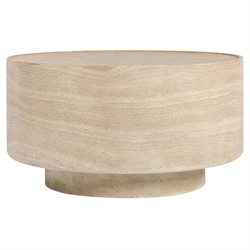 Grace Modern Classic Beige Travertine Round Outdoor Coffee Table