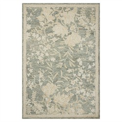 Jilian French Country Green Wool Floral Patterned Rug - 3'6"x5'6"