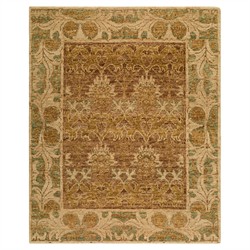 Lena Updated Traditional Brown Wool Floral Patterned Hand Knotted Rug - 2'x3'|