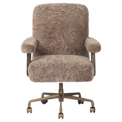 Bergen Modern Classic Taupe Shearling Brown Oak Desk Chair