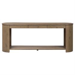 Riacan Modern Classic Brown Oak Oval Console Table