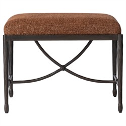 Jane Updated Traditional Sienna Crypton Velvet Bronze Iron Rectangular Stool