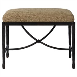 Jane Updated Traditional Brown Printed Bronze Iron Rectangular Stool