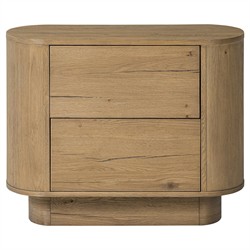 Paris Rustic Lodge Worn Oak Oval Nightstand
