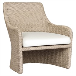 Heather Coastal Beach Vintage White Woven Outdoor Lounge Chair