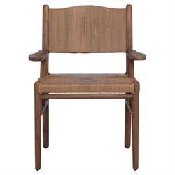 Hirom Updated Traditional Brown Wood Outdoor Dining Arm Chair