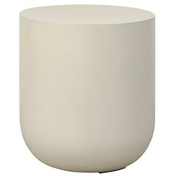 Yvonne Modern Classic White Concrete Outdoor Round Drum End Table