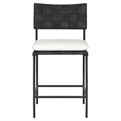 Lindsey Modern Classic Black Steel Outdoor Counter Stool