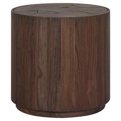 Ridge Rustic Lodge Dark Brown Teak Outdoor Drum End Table
