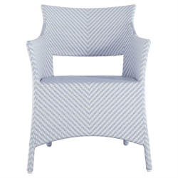 Bari Coastal Beach Blue Wicker Chevron Outdoor Arm Chair