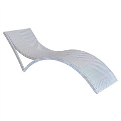 Bari Coastal Beach Blue Wicker Chevron Outdoor Chaise Lounge