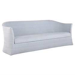 Bari Coastal Beach Blue Wicker Chevron Outdoor Sofa - 84"