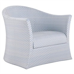Bari Coastal Beach Blue Wicker Chevron Outdoor Swivel Lounge Chair