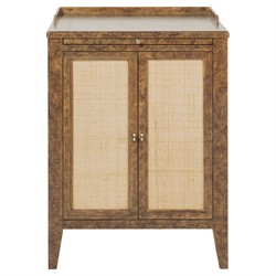 Alaine Modern Classic Brown Faux Tortoise Shell Woven Cane Nightstand