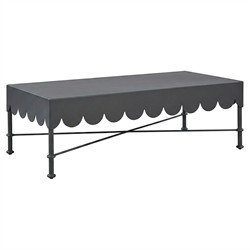 Delphine French Textured Black Aluminum Rectangular Outdoor Coffee Table