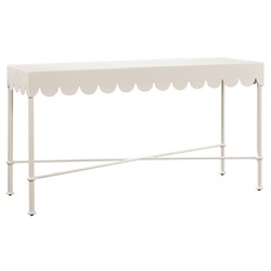 Delphine French White Aluminum Scalloped Rectangular Outdoor Console Table