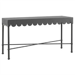 Delphine French Textured Black Aluminum Rectangular Outdoor Console Table