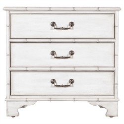 Sharise Coastal Beach White Wood Nightstand