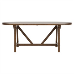 Callum Updated Traditional Brown Wood Oval Trestle Dining Table - 76"