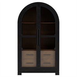 Callum Updated Traditional Black Wood Arched Display Cabinet