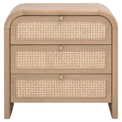 Delphira Coastal Beach Natural Oak Woven Cane Nightstand
