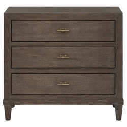 Shara Modern Classic Brown Oak Wide Nightstand