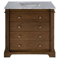 Faelan Updated Traditional Grey Marble Brown Acacia Single Vanity Sink - 36"