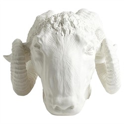 Tyra French Country White Ceramic Capricorn Bust Sculpture